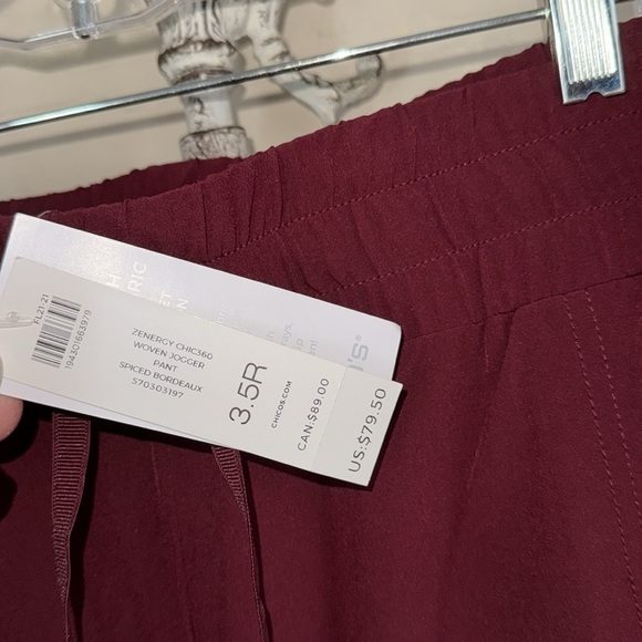 Chicos Burgundy pants woven zenergy  Jogger Pants size 18 regular drawstring NEW - Picture 4 of 6